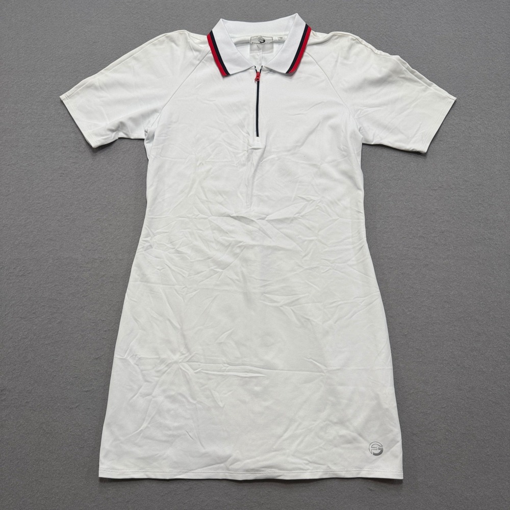 Foray Golf Polo Dress Women's M White Quarter Zip Short‎ Sleeve Activewear USA